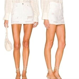 NWT Free People Out  of Ordinary Denim Mini Skirt - White, Size 8 Trendy & Chic